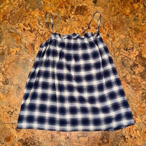 Madewell Blue Plaid 100% Cotton Spaghetti Adjustable Strap Tank Top Size XS - Picture 3 of 7